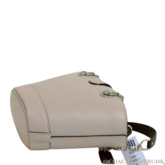 COACH Leather Lane Bucket Bag Bone with Black Trim and Silver Accents NWT - Picture 7 of 7